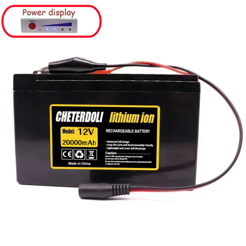 

12V Li-ion 10Ah/20Ah 18650 Lithium Rechargeable Battery Pack for Sprayer Kids Electric Toy Car Scale Access Control+Charger.