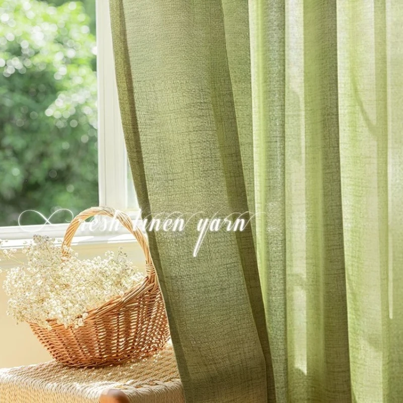 Japanese Style Cotton Linen Living Room Curtain Bedroom Blackout Thermal Insulation Sunshade Cloth Washable Hook Curtains Custom