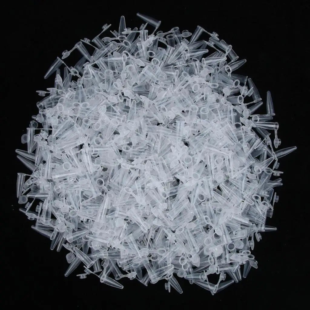 1000 Pcs 0.2ml Clear Plastic Micro Centrifuge Test Tube Vial with Snap Cap