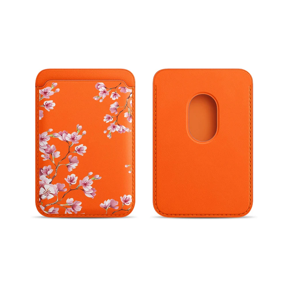 Kirschblüten-Leder-Kartenetui Handy-Kartenhalter Magnetische Hülle Geeignet für alle iPhone Magsafe-Karten-Handy-Rückseiten-Taschen – Detail 6