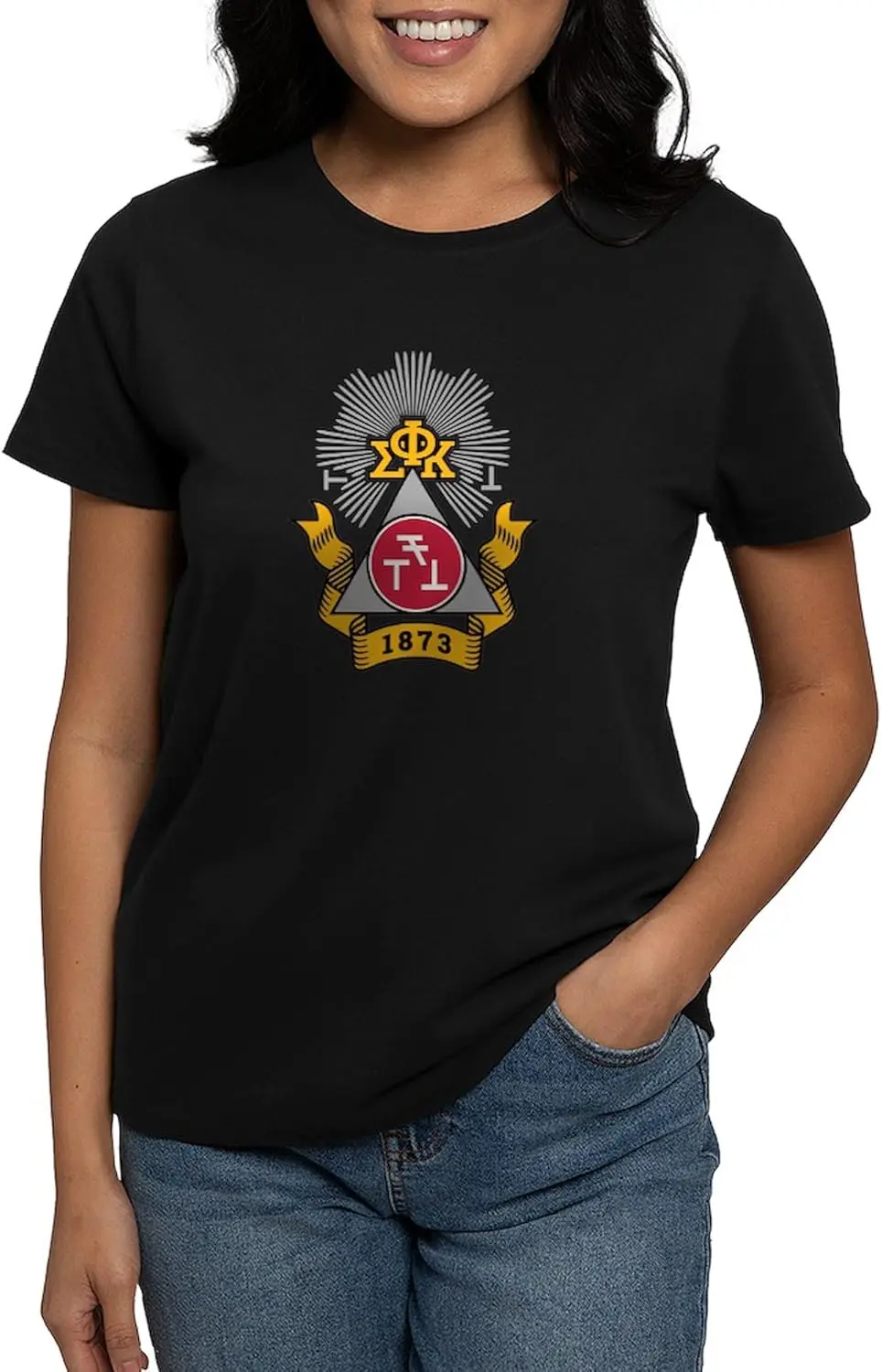 CafePress Phi Sigma Kappa Crest T Shirt Womens Cotton Dark T-Shirt