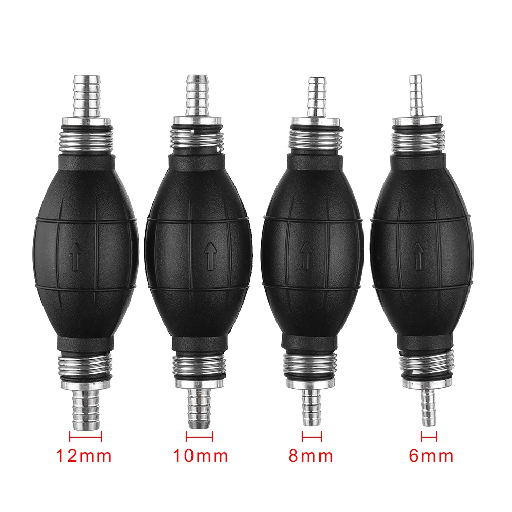 6/8/10/12MM Manual Hand Siphon Pump Rubber Aluminum Manual Fuel Pump Liquid Transfer Portable Petrol Diesel Transfer Tools