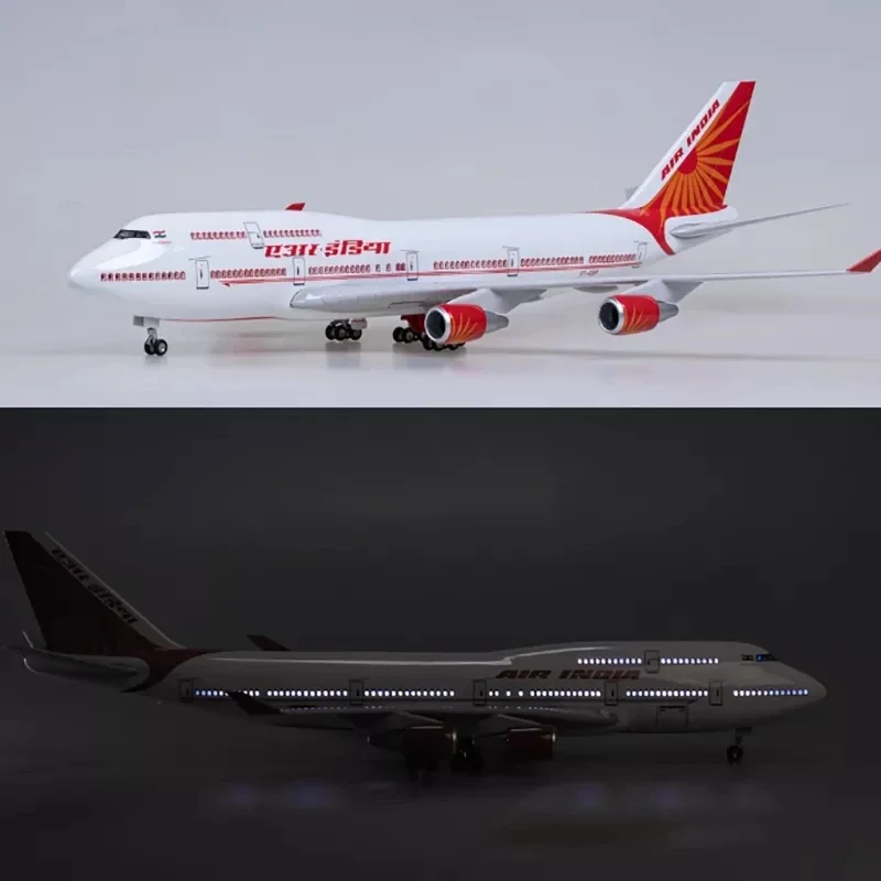 1/160 Diecast Airplane Model for India Airline B747 Plastic Model Static Aircraft 47cm with Landing Gear Wheels Collect Gift