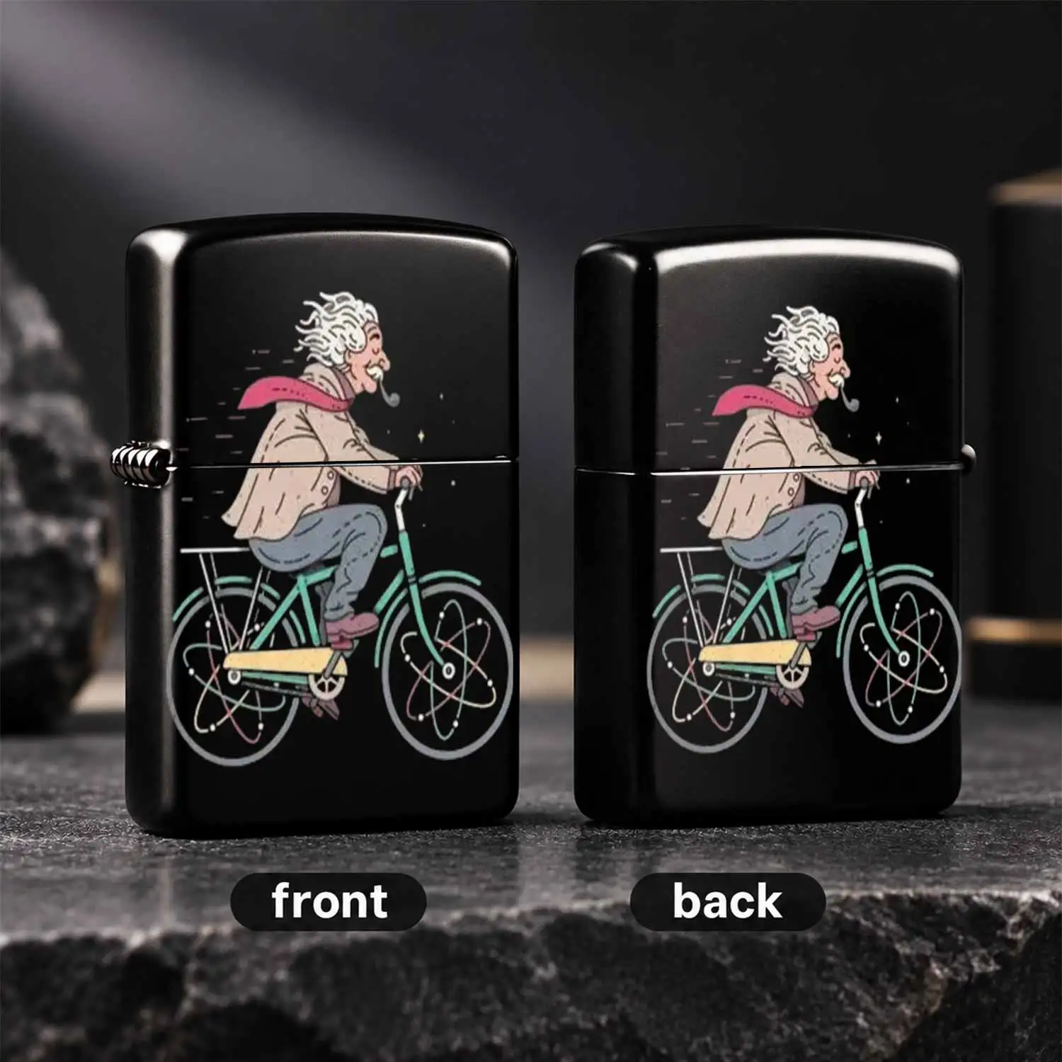 Creativeriding Themed Lighter, Cartoon Atom Wheel Art Design, Portable Trendy Igniter For Daily Commute, Party, Camping, Gifting, Unique Hand-Drawn Style Decor Accessory, Perfect For Science Enthusiasts, Collectors, Ide A Humorous And Inter