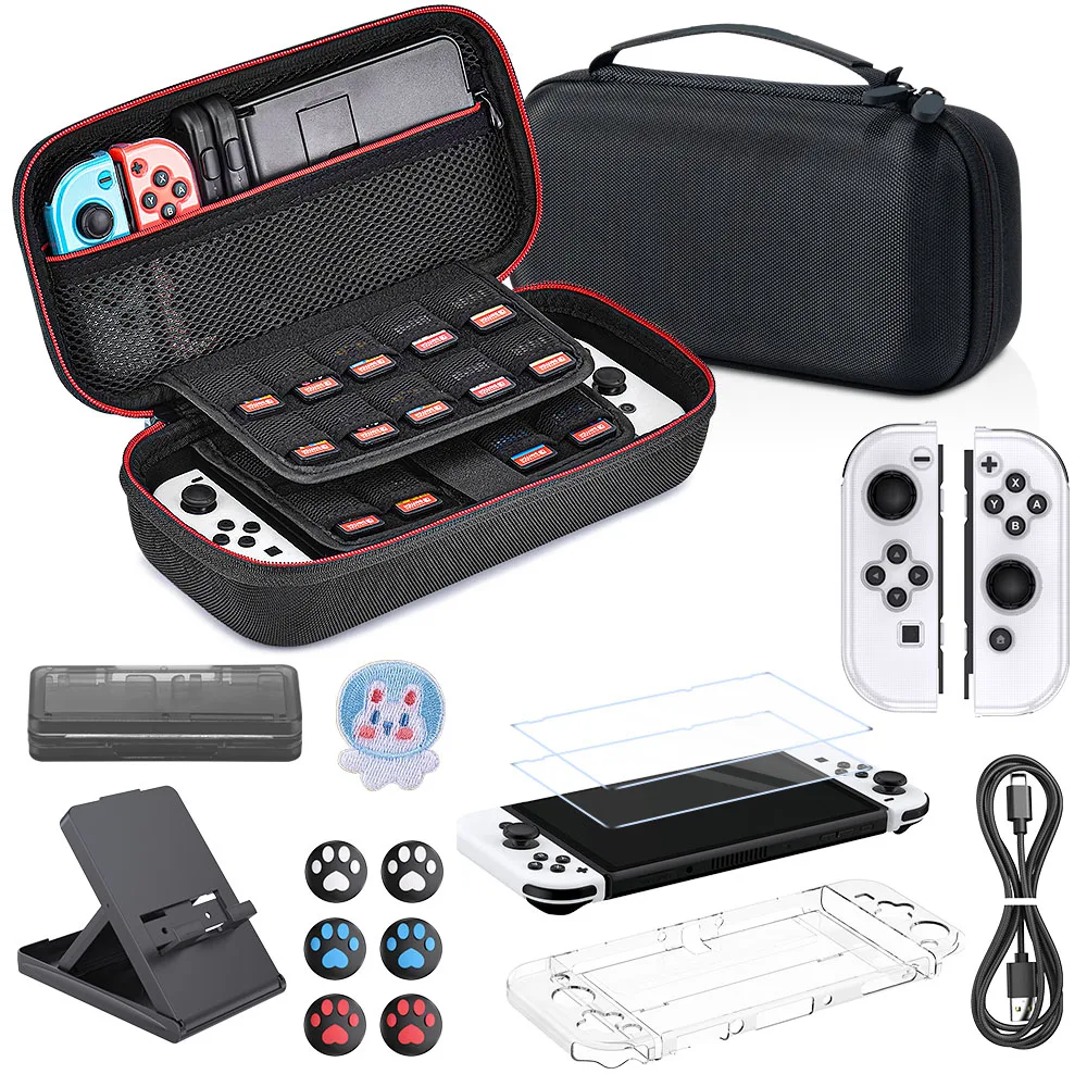 

Switch OLED Carry Case 16 in 1 Portable Storage Bag for Switch Console & J-Con Protective Cover Box Game Accessory Set