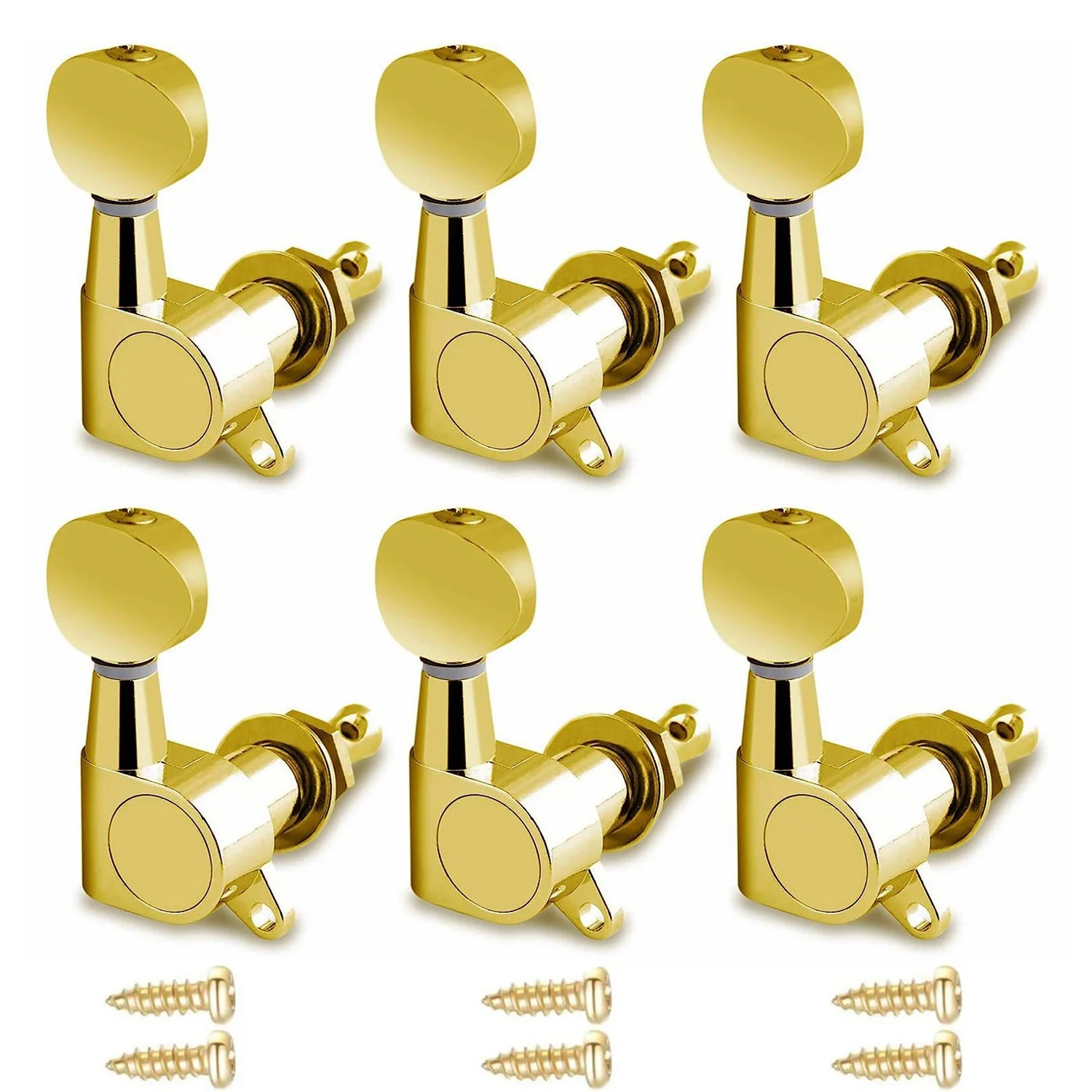 

6 Oval Head Fully Enclosed Electric Guitar String Button Acoustic Guitar String Shaft Reel Tuning Key