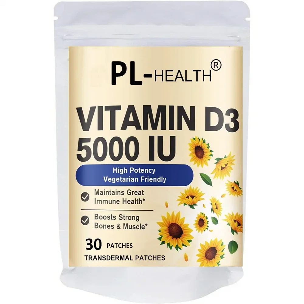 30 Patches Vitamin D3 Transdermal Patchesfor Supporting Cardiovascular Health, Strong Bones & Muscle Function