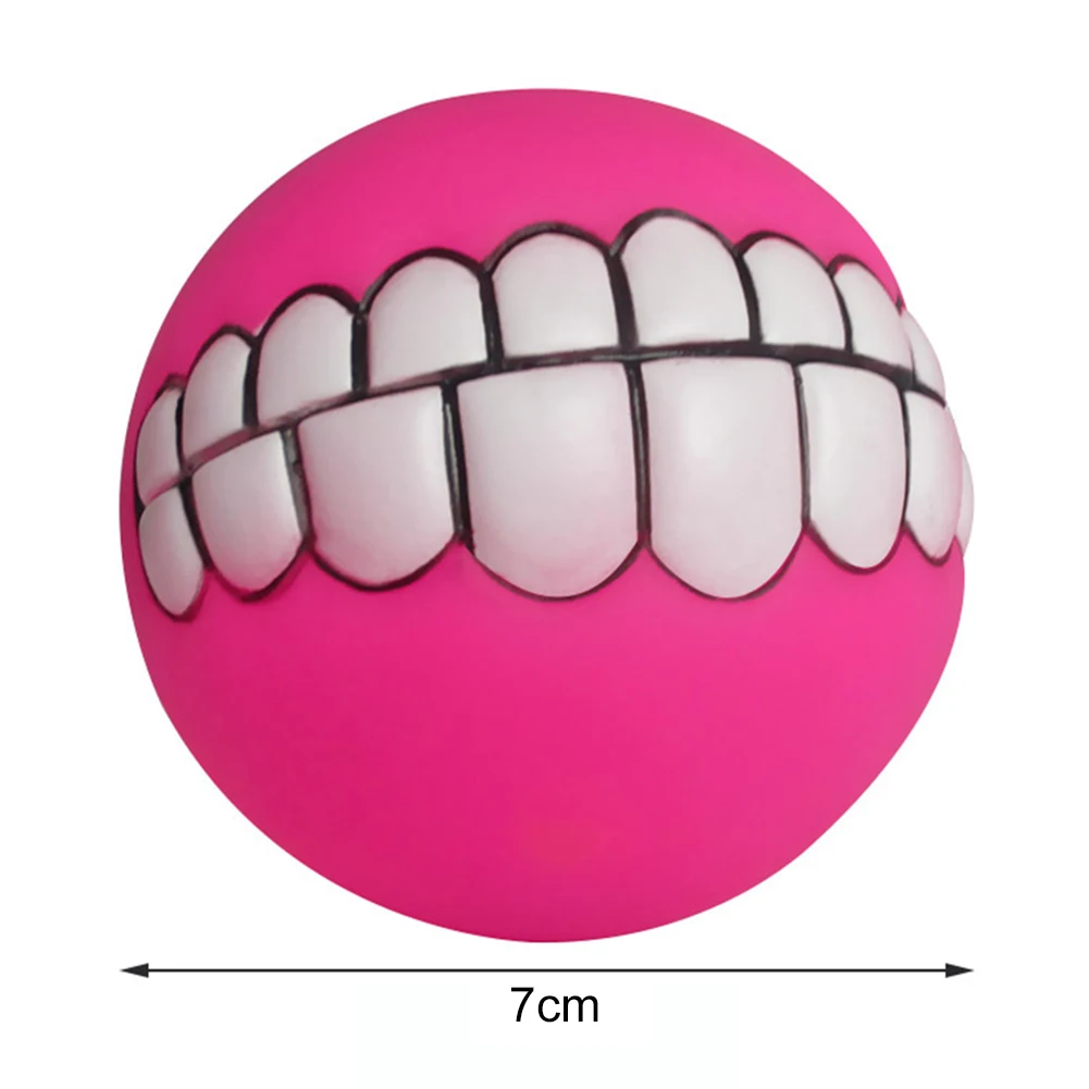 1/3/10pcs Rubber Dog Teeth Ball Toys Squeaky Cleaning Tooth Dog Chew Toy Colorful Funny Pet Toy With Smile Pattern Pet Products