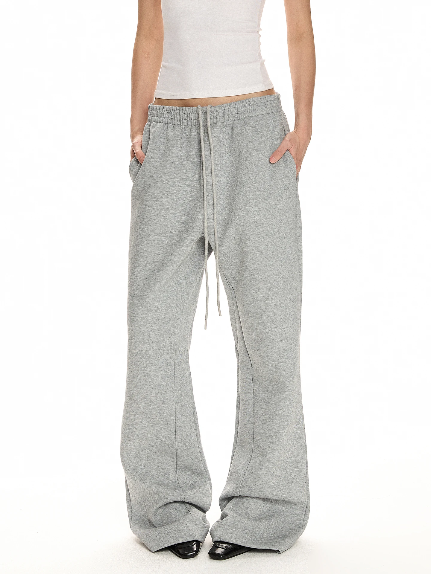 

a PUEE Retro mat Patchwork Design Sports Outdoor Casual Pants High Waist Loose Fit Straight Leg Micro Flare Versatile