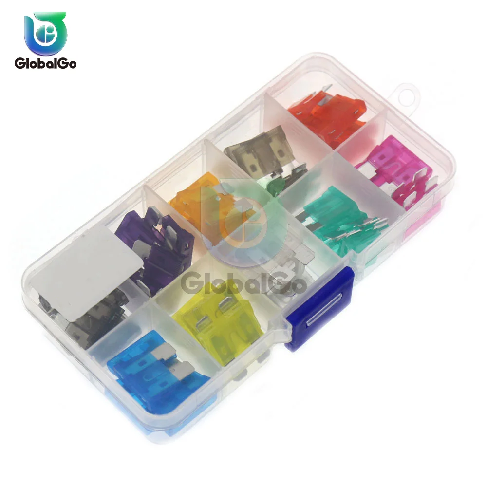 50pcs 100pcs 2/3/5/7.5/10/15/20/25/30/35A Car Fuse Assortment Assorted Kit Car Blade Fuse Blade Set Auto Truck Automotive Fuse