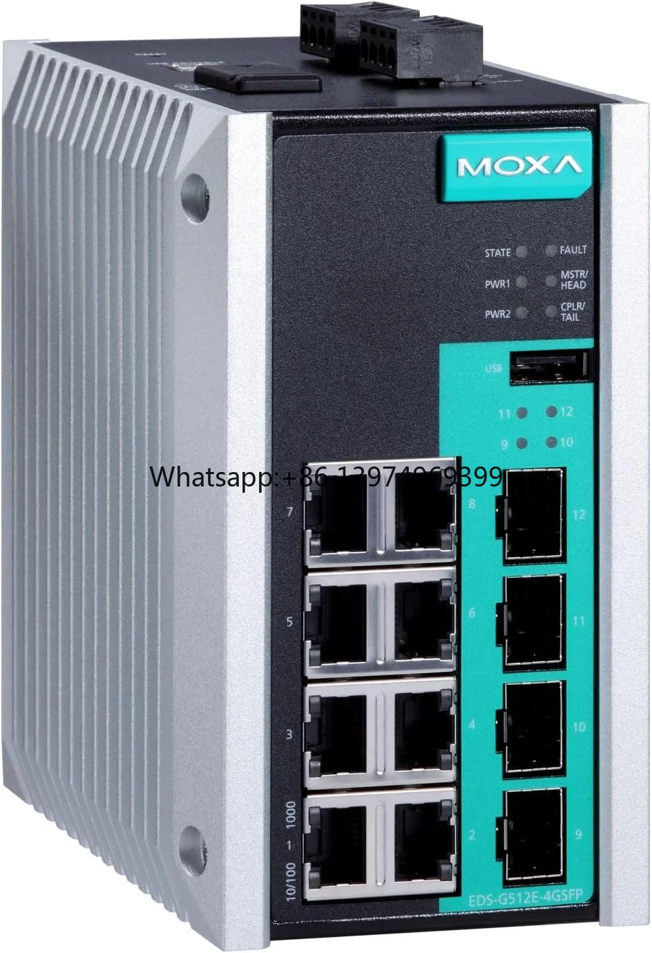 MOXA EDS-G512E-4GSFP Managed Full Gigabit Ethernet Switch with 8 10/100/1000BaseT(X) Ports, and 4 100/1000Base SFP Slots