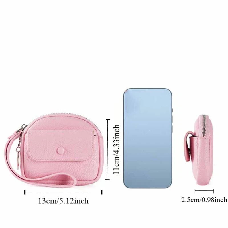 Retro with Wrist Lanyard Handheld Wallet Solid Color Korean Style Zipper Coin Purse Mini Earphone Pouch Small Item Bag Men