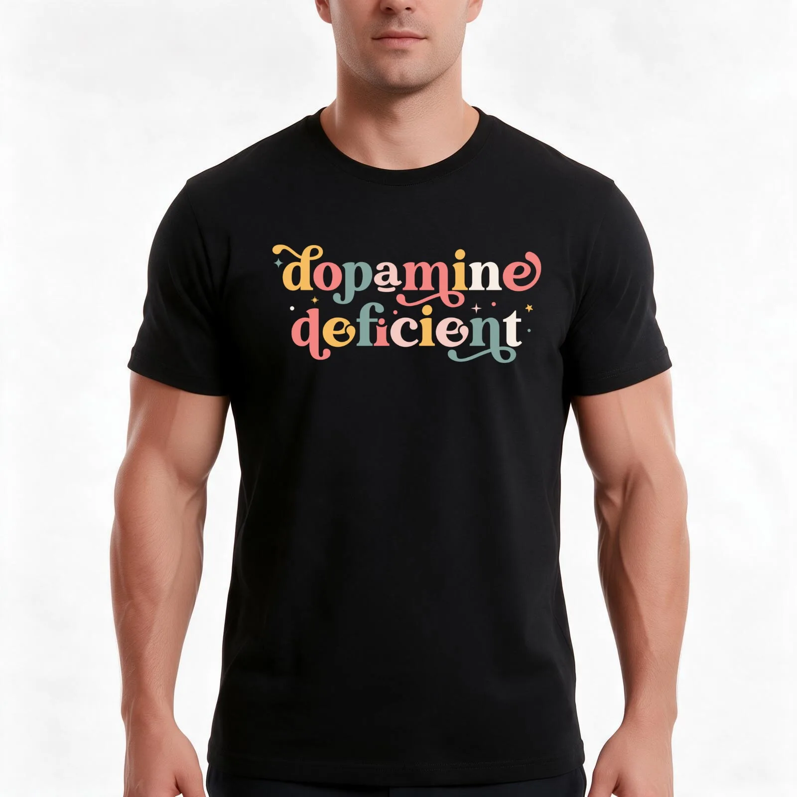 Dopamine Deficient Funny Neurodivergence ADHD T-Shirt Summer Casual Cotton Tee Oversized Streetwear Tops Unisex Men Women