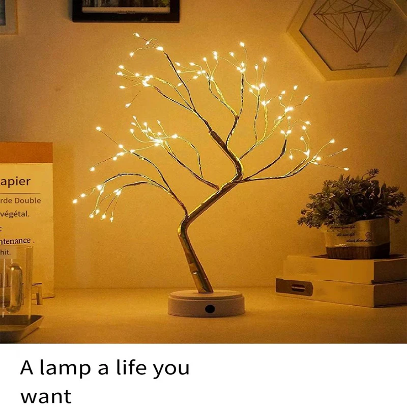 LED ضوء الليل شجرة عيد الميلاد الصغيرة الأسلاك النحاسية جارلاند مصباح للأطفال نوم المنزل الديكور ديكور الجنية ضوء عطلة الإضاءة