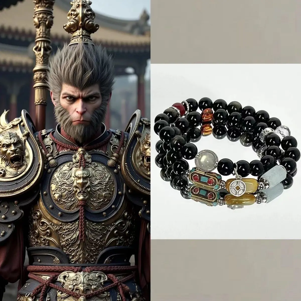 [Black Myth Wukong] Dark Beaded Impression Bracelet Antique Design Advanced MenWomen Same Style cos Sun Wukong Original Elements