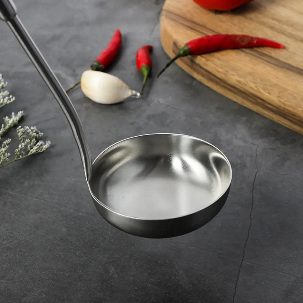 Stainless Steel Hot Pot Soup Spoon with Long Ergonomic Handle – Thick Large Serving Ladle for Soup, Broth, Noodles