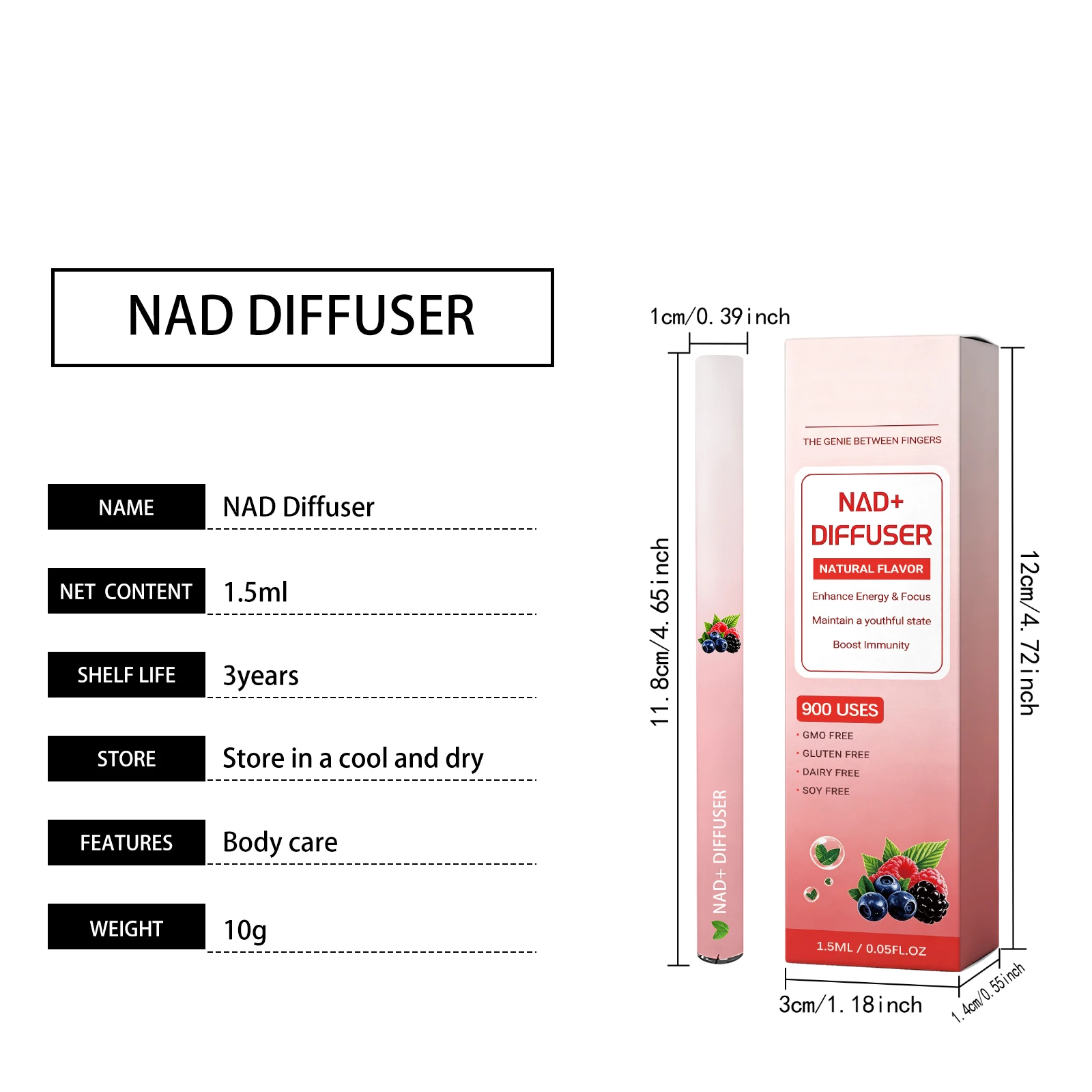 Kräuter-Diffusor-Stift NAD+ Diffusionsstift zur Fokussteigerung, Ermüdungslinderung, Vitalitätsverbesserung, für klaren Atem, Aromatherapie-Lufterfrischer-Stift – Detail 11