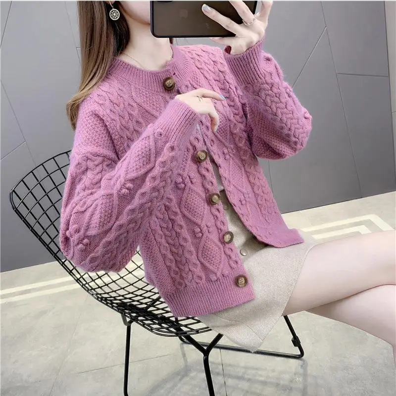 Spring Autumn Knitted Cardigan for Small Men 2024 New Casual Jacket for Women Loose Small Fragrant Style Women\'s Short Jacket