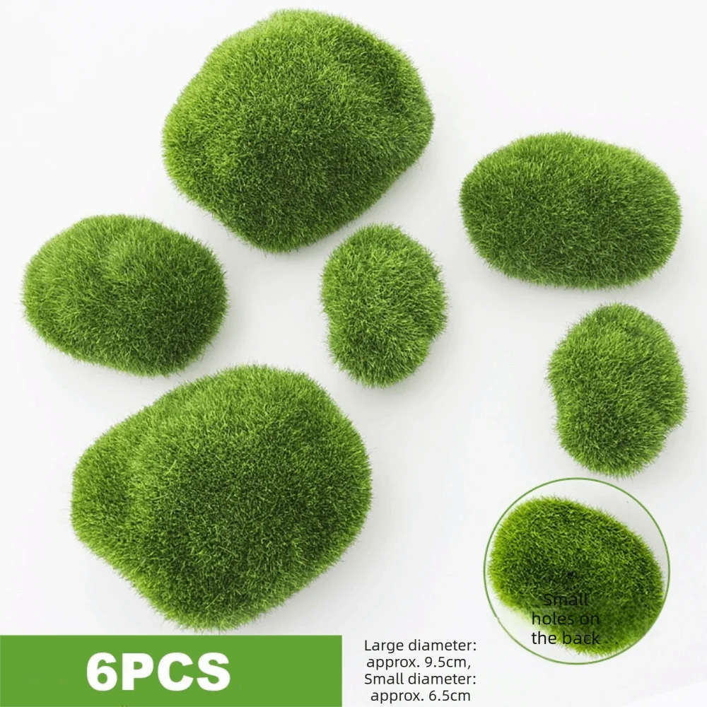 2/4/6/10PCS Green Artificial Moss Rocks Micro Landscape Flocking Foam Mini Moss Stone Bonsai Ornament Ecosystem Aquarium
