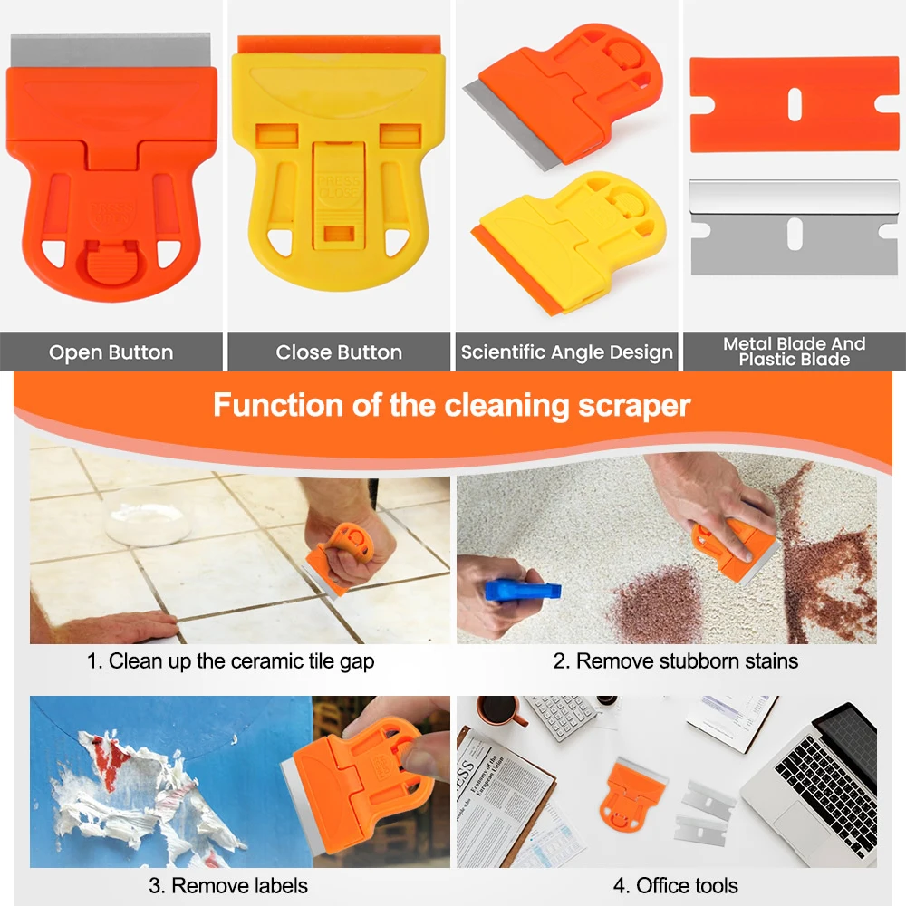 Mini Scraper Scraping off Stickers Paint and Old Glue Razor Blade Scraper Tool Cleaning Windows Glass Stoves Paint Scrapers image 6
