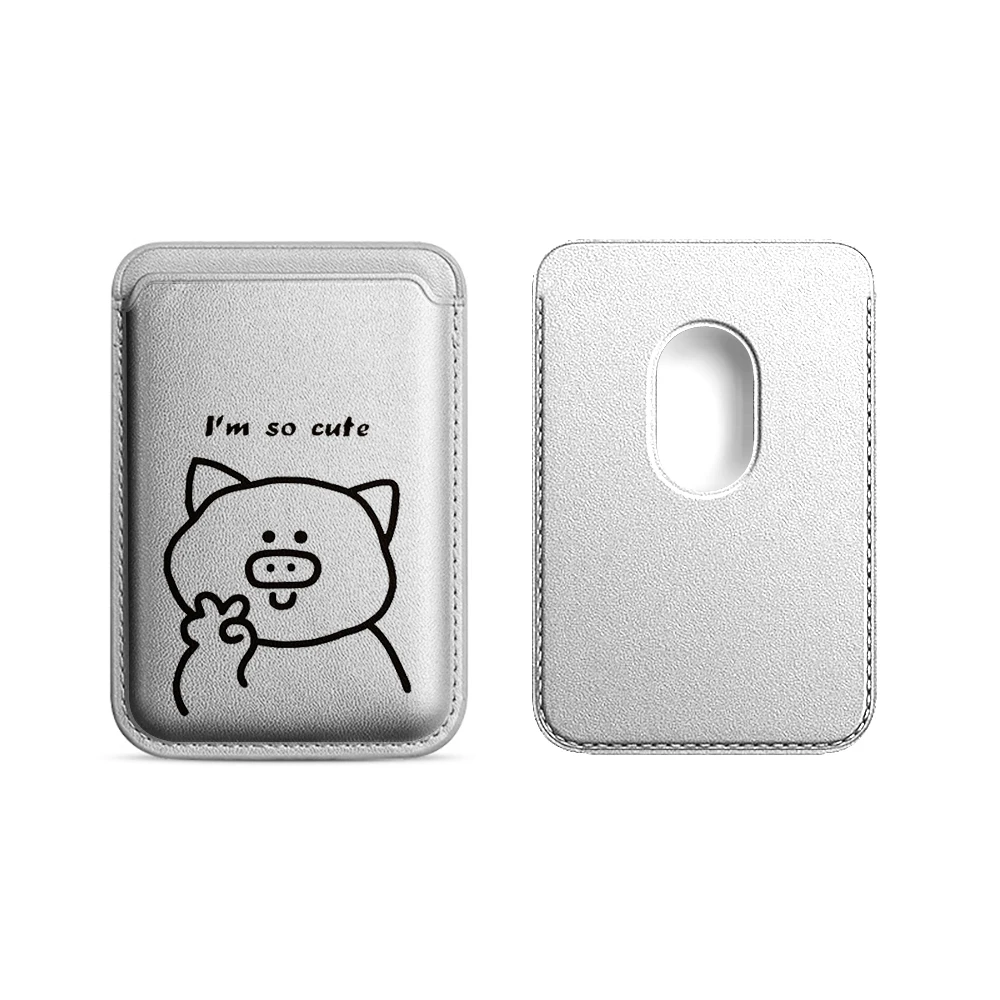 Einfache Leder-Kartenhülle mit Paar-Motiv für Magnetische Hüllen, Geeignet für alle iPhone Magsafe Karten-Handytaschen – Detail 18