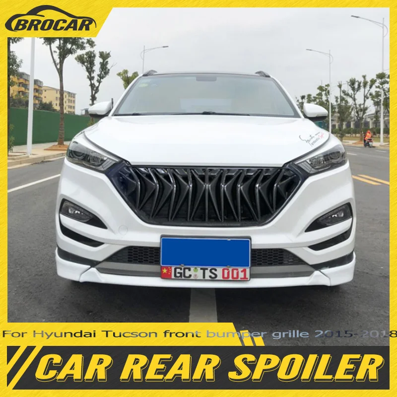 

For Hyundai Tucson front bumper grille 2015-2018 ABS plastic ghost style grille front bumper grille glossy black car grille