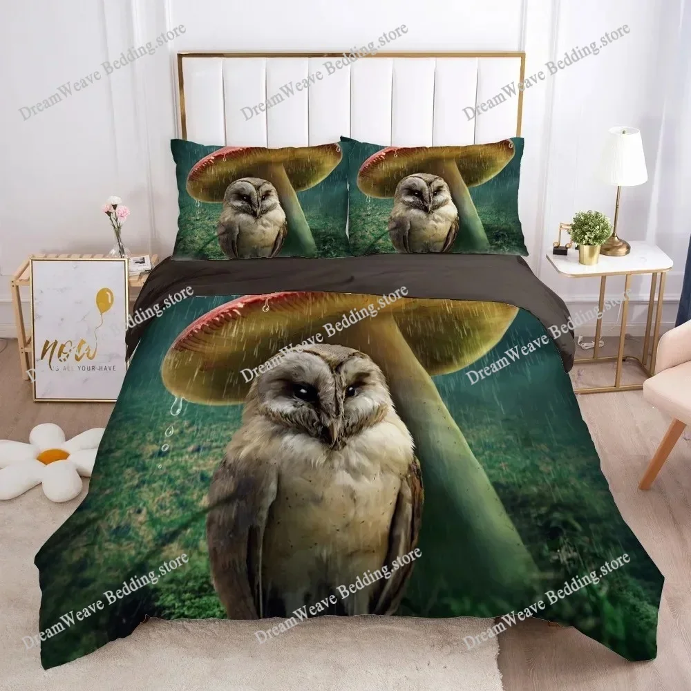 Cartoon Firefly Duvet Cover KingQueen Size,Natural Forest Animals Theme Bedding Set for Boys Dark Green Polyester Quilt Cover