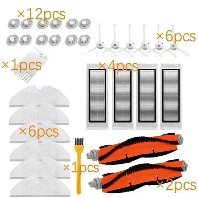 New Main brush Washable hepa filter side brush kit for Xiaomi Mi vacuum 1st 1S Robot Roborock S50 S51 S55 S6 T60 T61 T65 parts