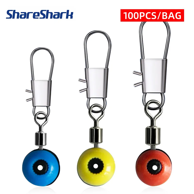 ShareShark 100 Stück/Beutel Angeln Schwimmende Space Beans Rotierende Bobber-Verbinder Meeresangeln Salzwasser-Angelausrüstung Wirbel-Zubehör