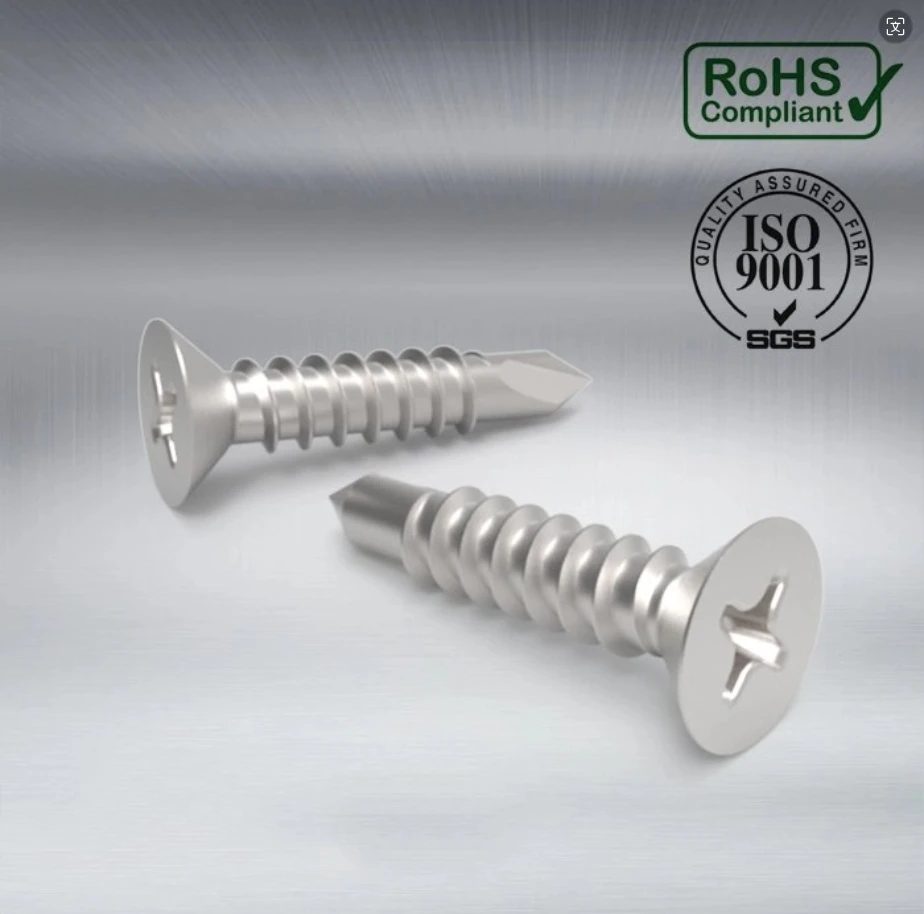 DIN 7504p Cross Recessed Countersunk Head Drilling Screws with Tapping Screw Thread ，