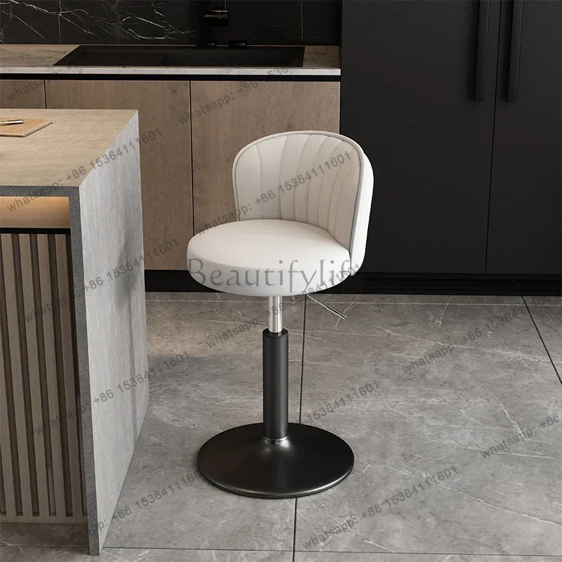 Factory Direct Sales PU-leather Nordic Bar Chair High Stool Liftable Modern Swivel Bar Chair Reception Adjustable Bar Furniture
