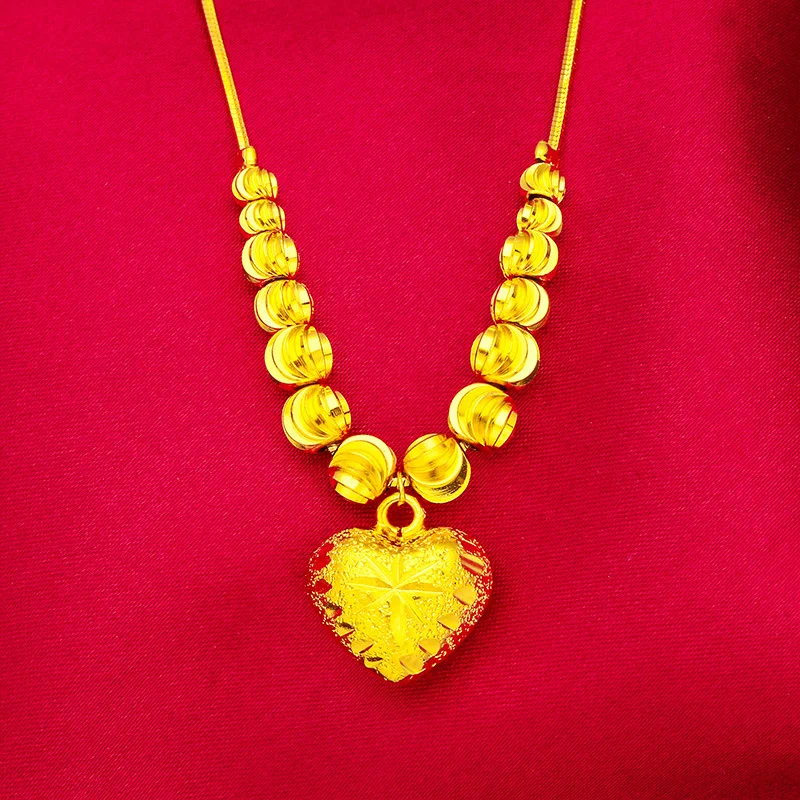 

24K Gold Watermelon Heart Bracelet & Necklace Women's AU999 - 24K forged/AU999 certified, versatile set, gentle for women