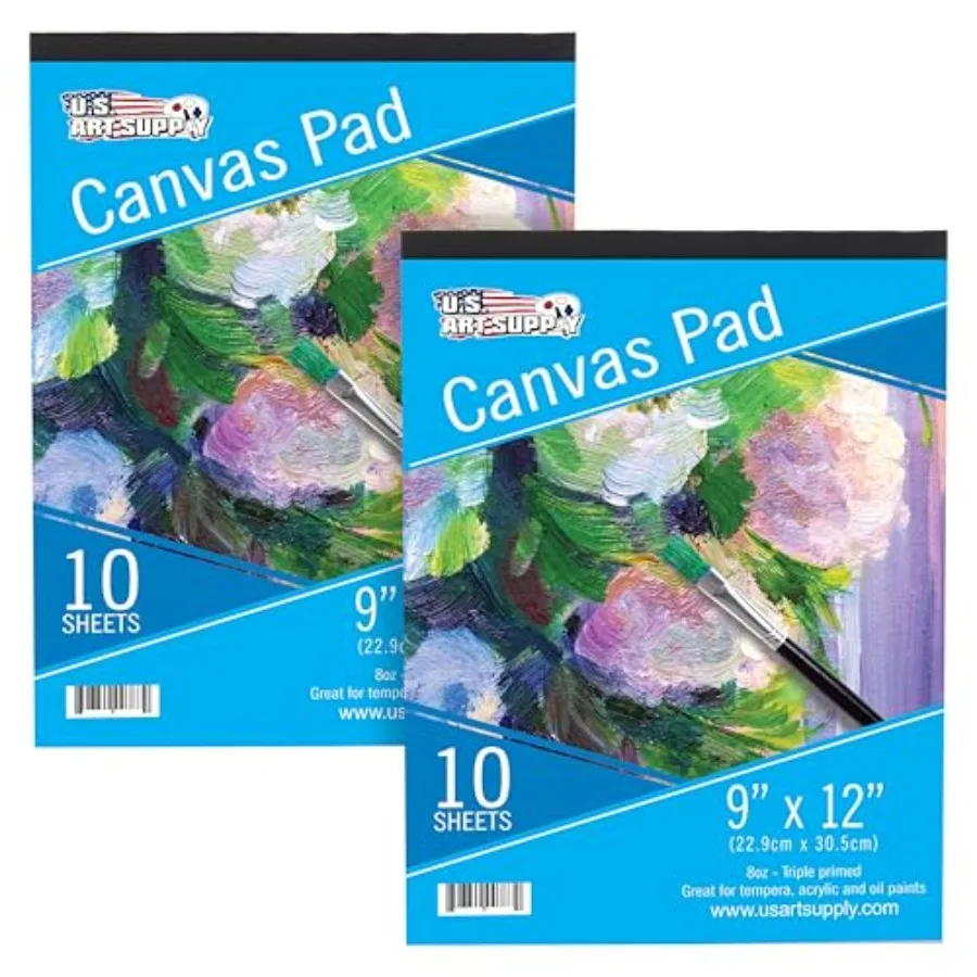 

Блокнот из холщовой бумаги 18x24 дюйма, 10 листов, 8 унций, тройной грунтовки, безкислотный, для акрила и патаграфии, упаковка из 2 блоков