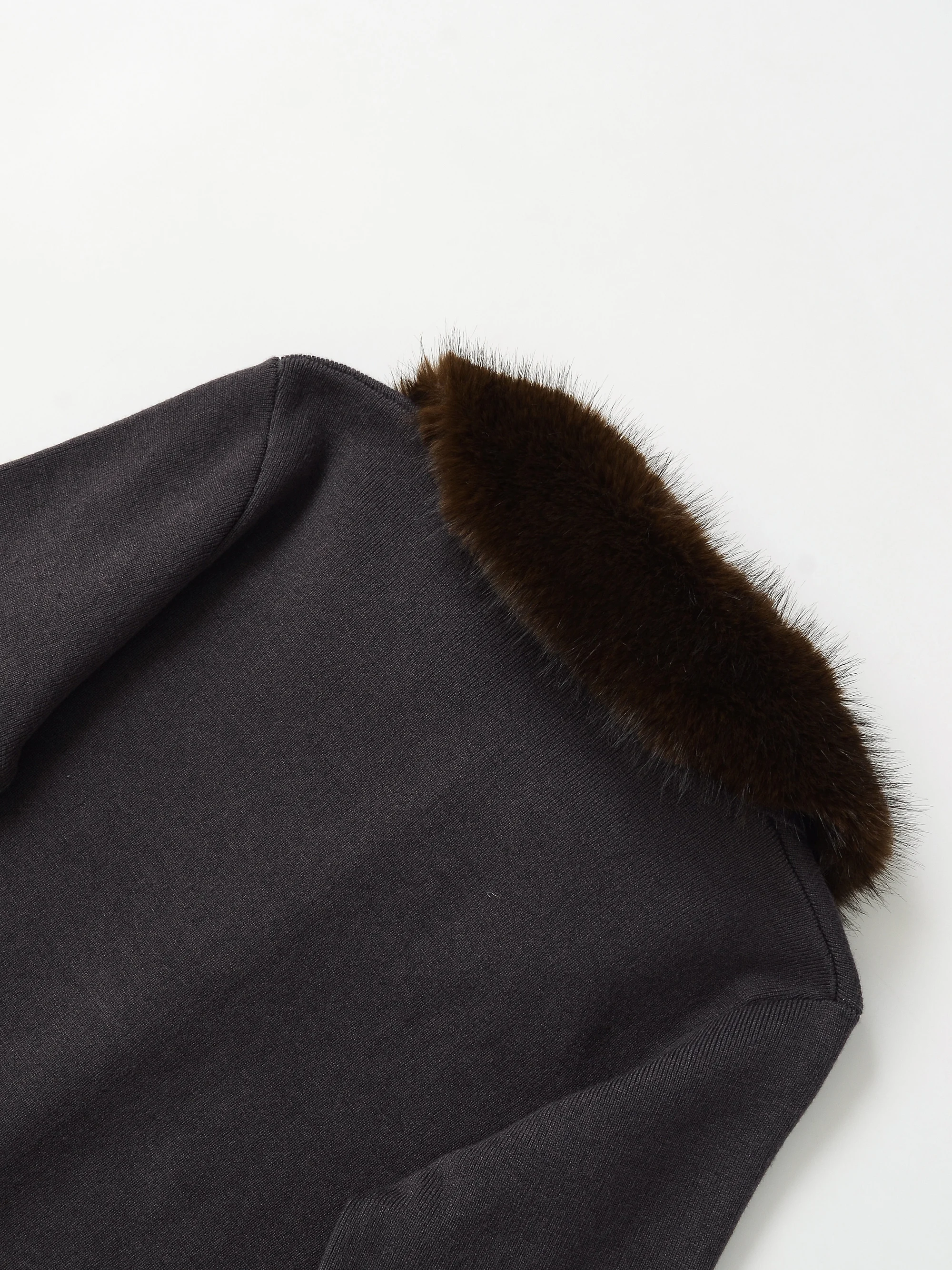 الملابس النسائية الخريف منتج جديد مزاجه تنوعا عارضة وعصرية تأثير الفراء الاصطناعي طية صدر السترة محبوك سترة #6