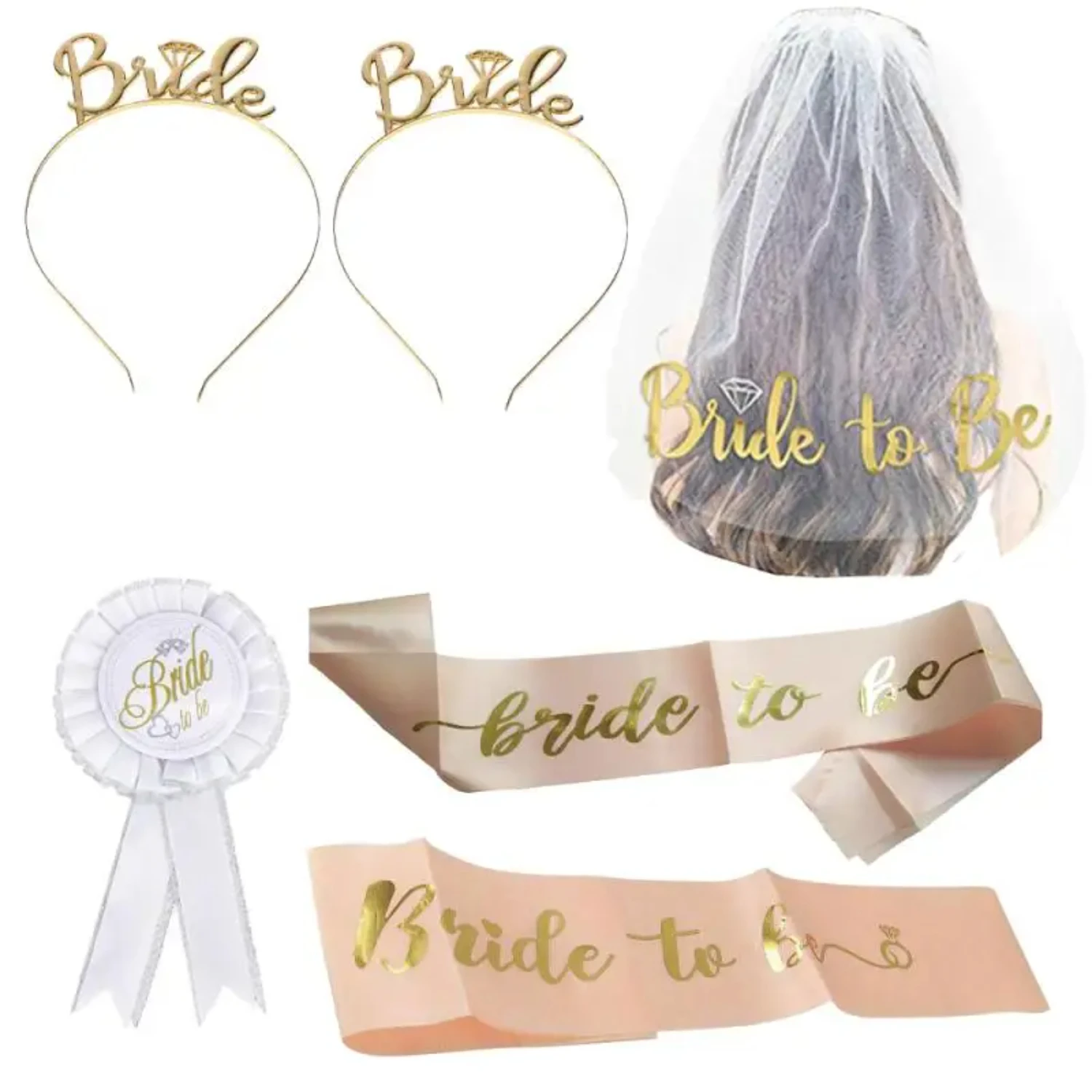 

TOPPARTY Bride Sash, Veil, Headwear, Badge Bride Party Decoration Set - Bride Supplies Exit botton Esp Rfid lock system