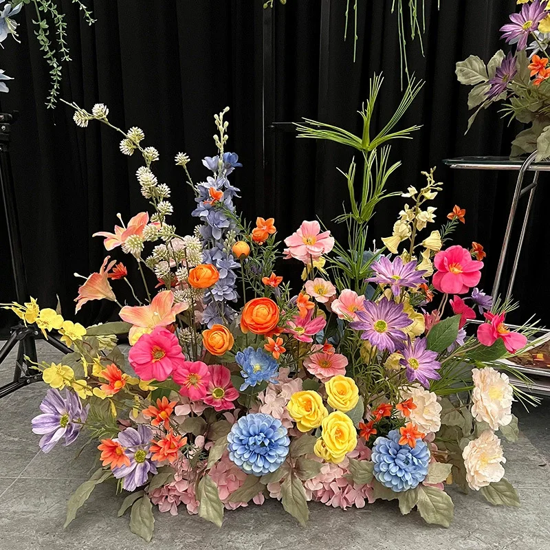 Custom Monet Garden Mixed Flowers Runner Wedding Colorful Artificial Arrangements Easter and Halloween Aisles
