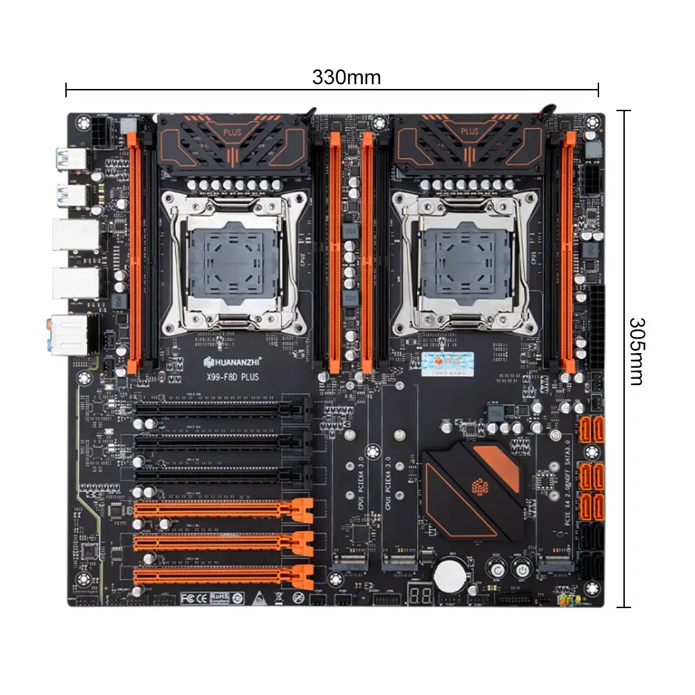 

X99-F8D-PLUS Материнская плата с двумя процессорами LGA 2011-3 E5 V3 DDR4 RECC 512 ГБ M.2 NVME NGFF USB3.0 Сервер E-ATX