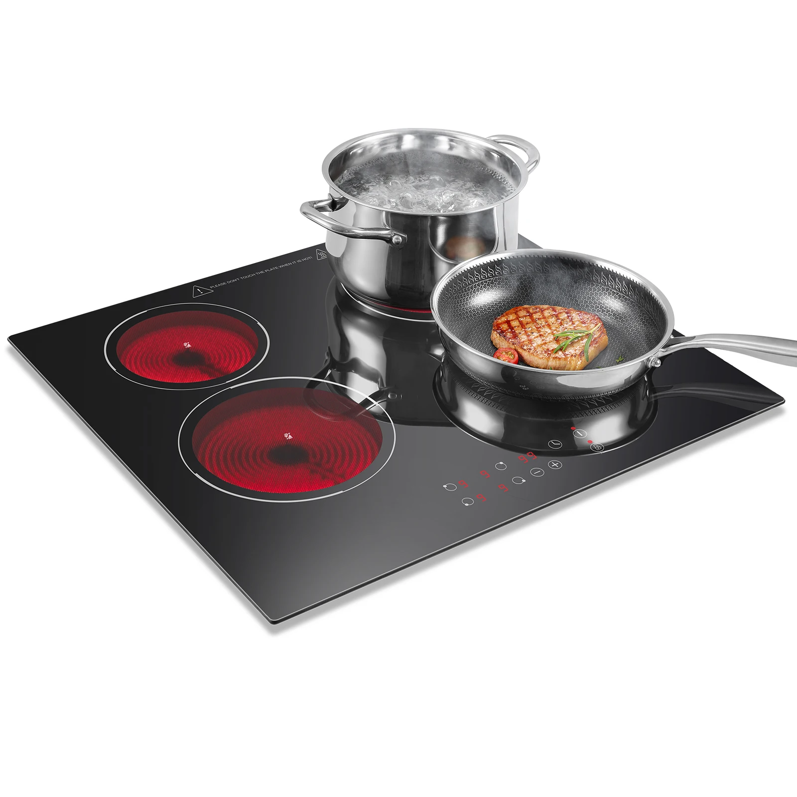 4-Zone Built-in Ceramic Hob 6000W 60cm Touch Control 9 Levels All Pots Compatible 1-99min Timer Residual heat alarm Child lock #1