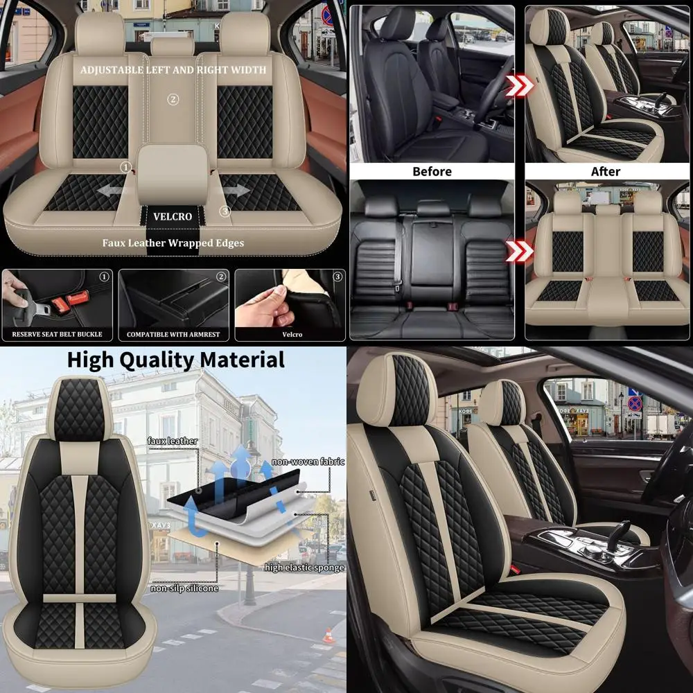 

Car Seat Covers Full Set Fit for Acura TL 2004-2014: 5 Seat Auto Interior Accessories, Waterproof Faux Leather Vehical Car Seat