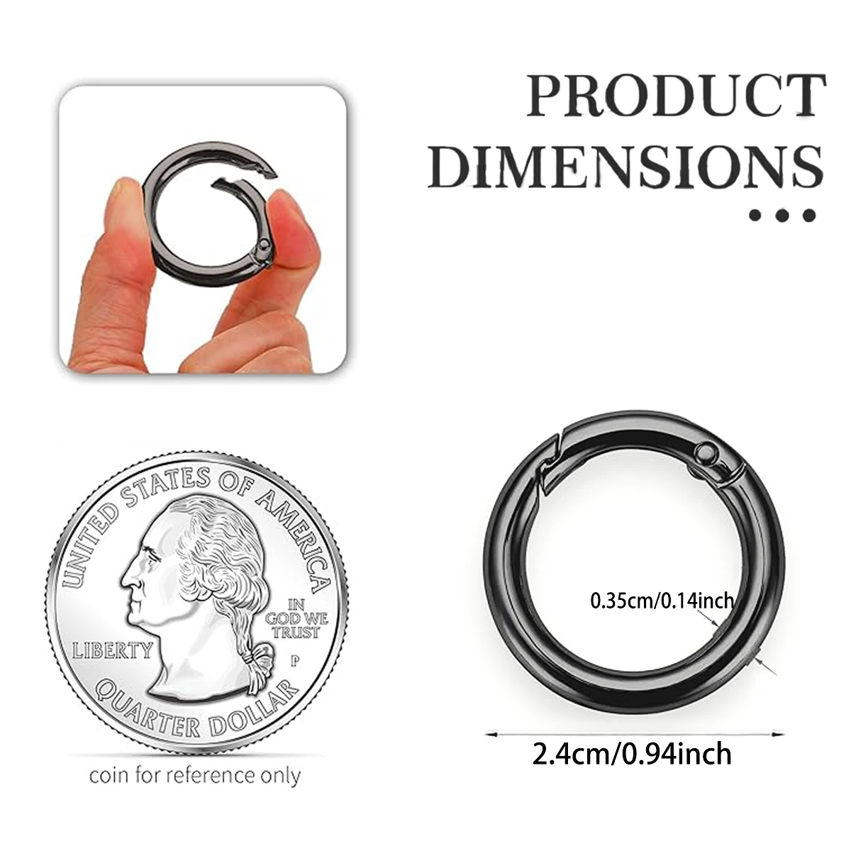 10/20 Pcs 24MM Trigger Spring O Rings, Metal Keychain Clip, Circle Spring Key Ring for Keyring Buckle Purse Handbag Hardware