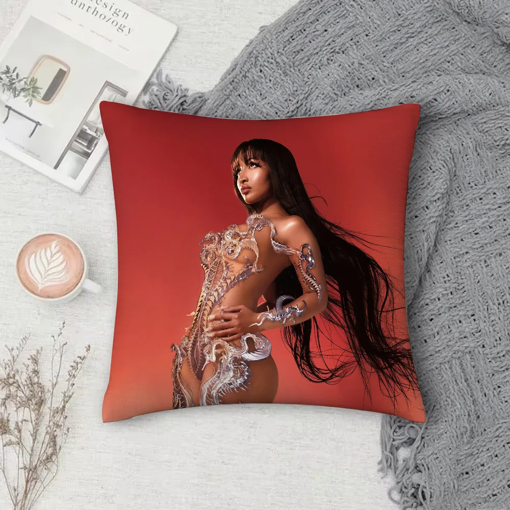 المغني S-Shenseea لا تتأخر أبدًا هنا كيس وسادة مربع على الوجهين الطباعة قصيرة أفخم غطاء وسادة أريكة وسادة غرفة نوم