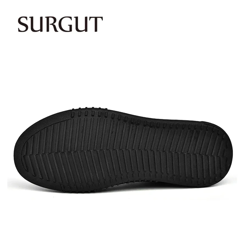 SURGUT Sapatos Casuais Masculinos De Couro Outono Inverno Antiderrapante Confortável Moda Emenda Sapatos De Sola Grossa Tamanho 38-44