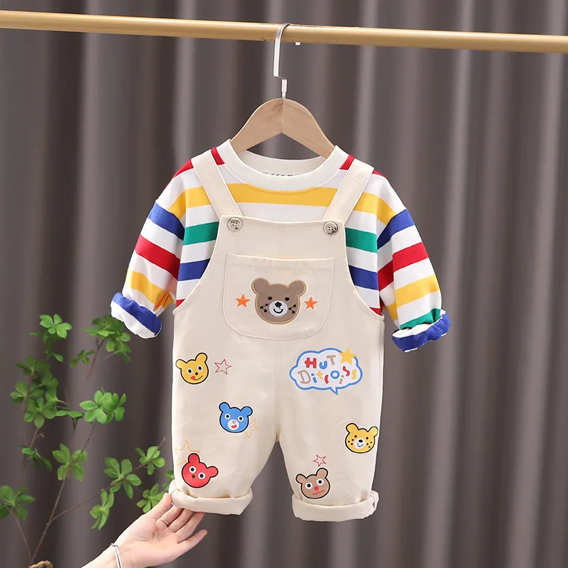 Baby Boys Clothing Sets 1-5 Years Old Kids Cartoon Bear Pullover Tops Pants 2 Pcs Suit For Boys Cotton Clothes Tracksuit Outfits