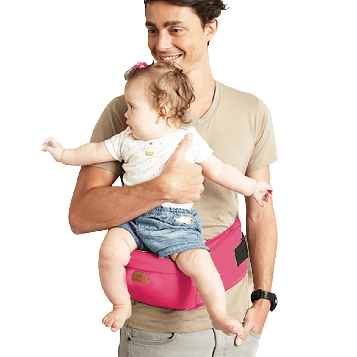 Baby waist stool for outdoor travel breathable lightweight and effortless all year round holding baby and sitting on the stool