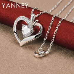 New 925 Sterling Silver 16-30 Inches Luxury AAA Zircon Heart Necklace For Women Fashion Wedding Party Gift Jewelry Charm