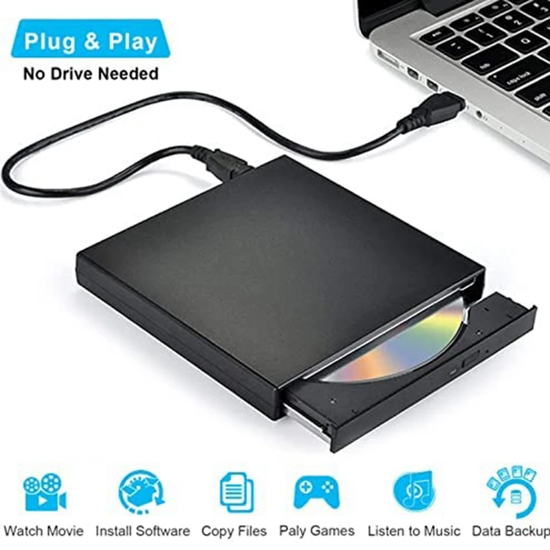 External Optical Drive USB 2.0 DVD CD/DVD ROM Player Optical Drive DVD RW Burner Reader Writer Laptops PC Windows 7/8/10