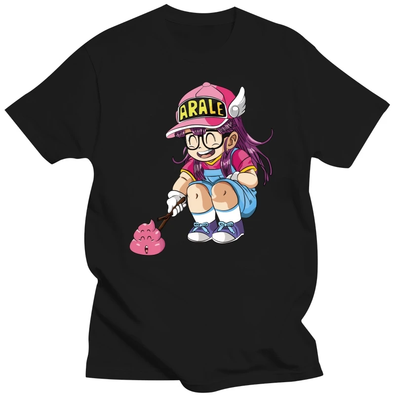 Arale Design Dr Slump japońska Manga czarna koszulka Homme T Shirt 100% bawełniane męskie ubrania z krótkim rękawem