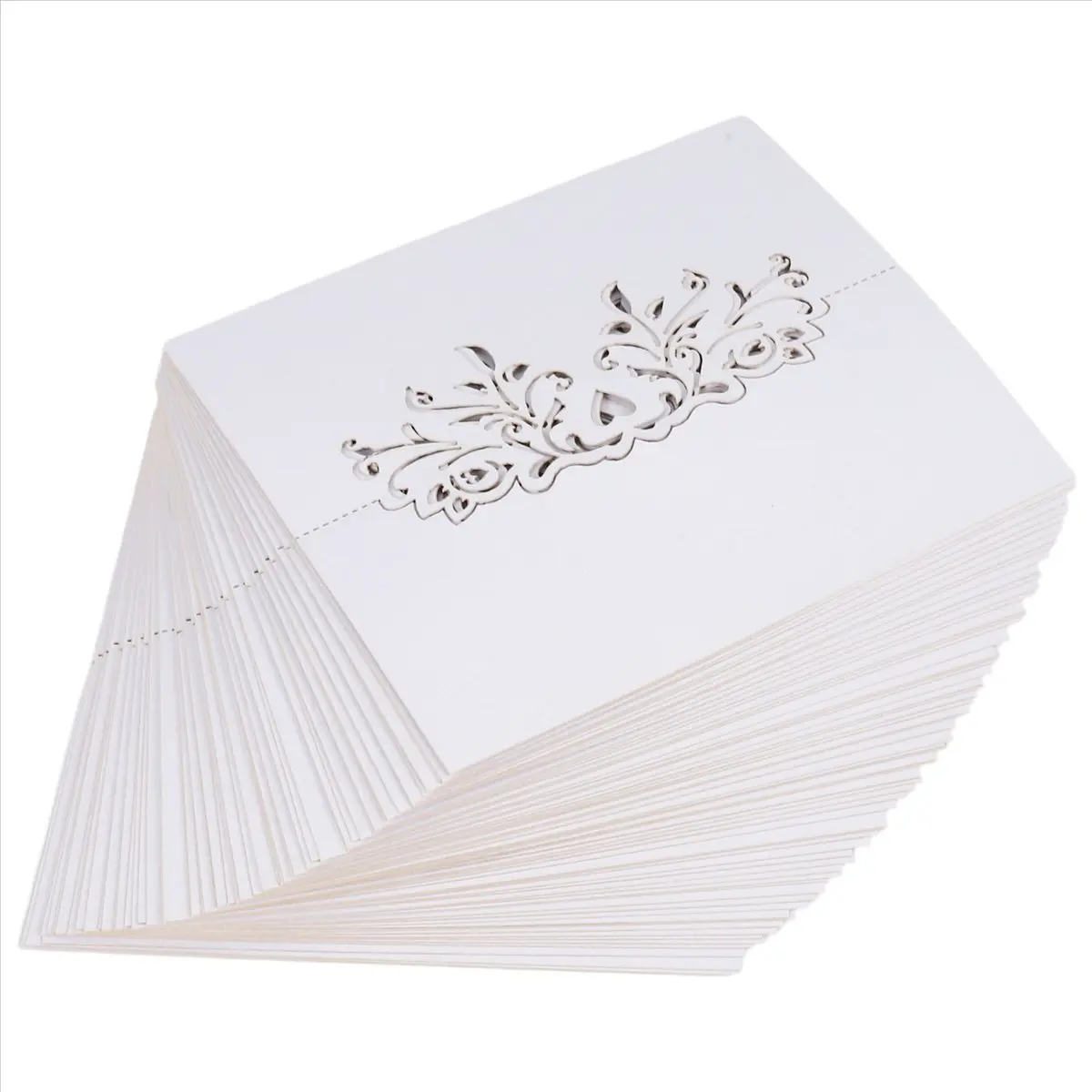 ABPP 60pcs Lace Wedding Table Name Place Cards Personalised Reception Decoration with White Lace Pattern Cardstock for Wedding F