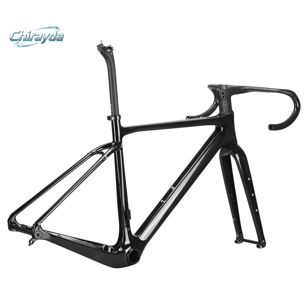 Chirayda 2025 T1100 Toray Telaio in ghiaia in fibra di carbonio - Freno a disco compatibile fino a 700x45C Pneumatici Dimensioni telaio 49-58 cm Peso 1223 g