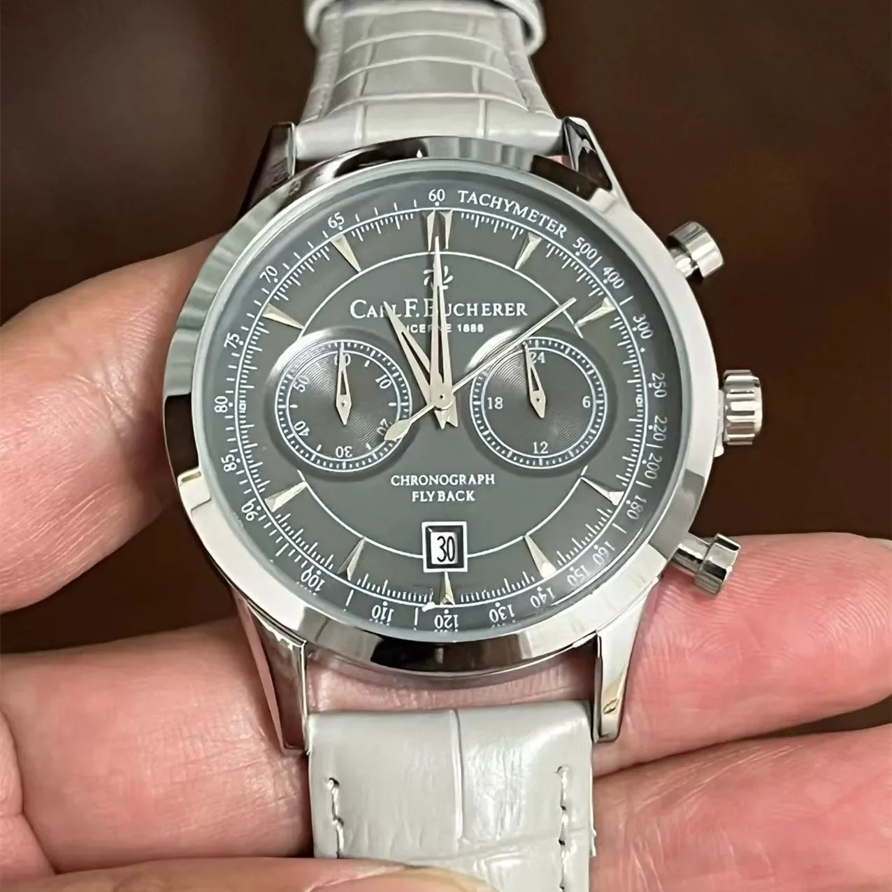 New Fashion Luxury CARLF.BUCHERER Wrist Watch Multi Functional Three Eye Running Second Chronograph Business Leisure Men's Watch